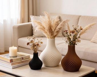 3D printed Bulba vase – modern Scandinavian minimalist flower vase | 3D vase decoration for living room & table