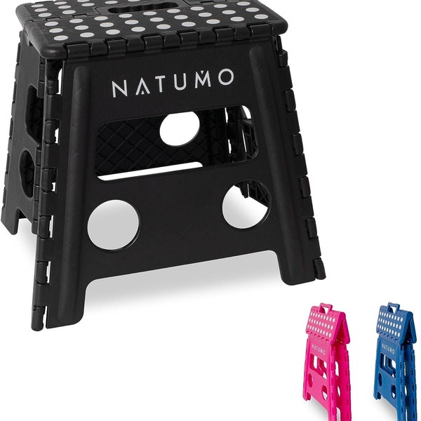 NATUMO® XL Tritthocker Kinder + Erwachsene, Klapphocker faltbar, Leichter und Rutschfester Klapptritt, Falthocker für Camping, Badezimmer, K