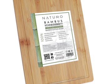 NATUMO ® Bamboo cutting board with juice groove, 40 x 30 cm large wooden board as kitchen board and serving board, solid wood, XXL