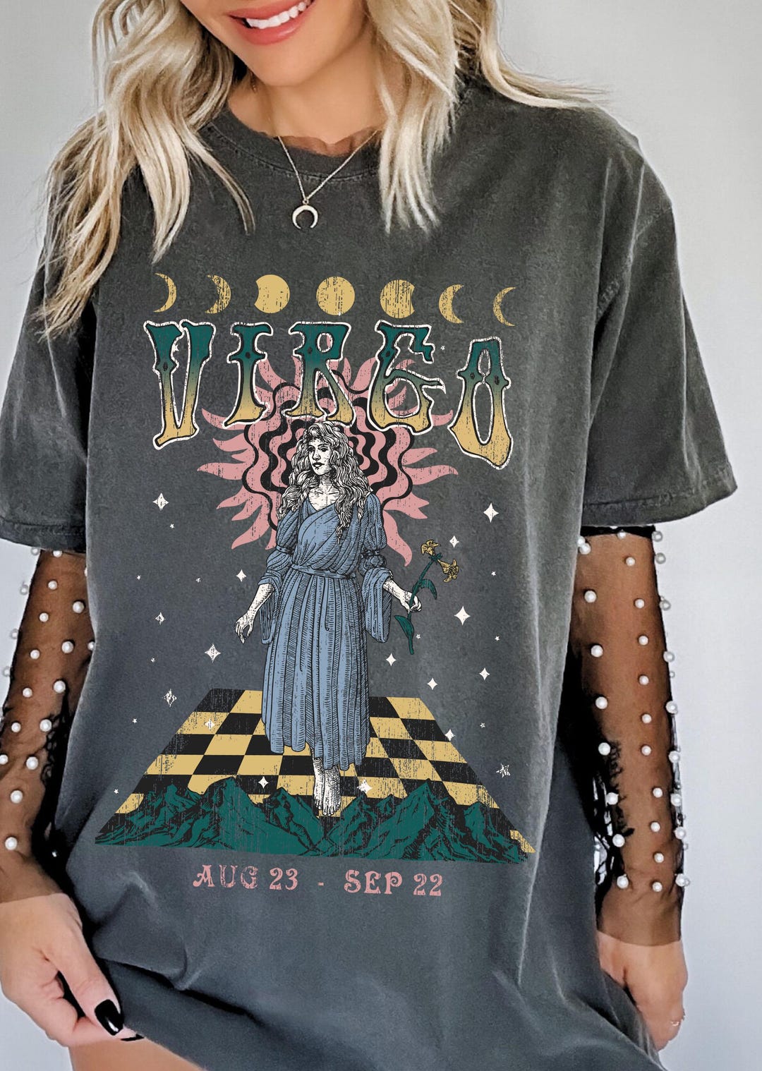 Distressed Virgo Zodiac Horoscope Symbol Tee T Shirt