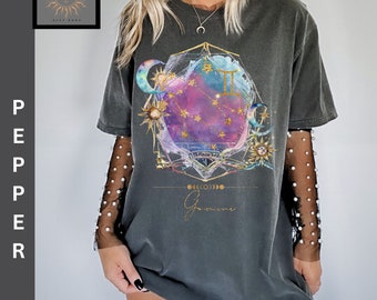 Gemini Shirt Comfort Colors Zodiac Vintage Tee Celestial Gemini Shirt Oversized Tee Astrology T shirt  Zodiac Birthday Gift For Her Gemini