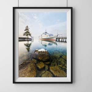 Lake Geneva fine Art Print, minimalist photography, Swiss Lake Photo, Swiss Alps Print,