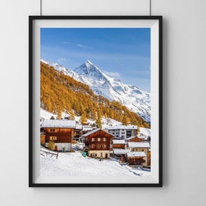 Swiss Chalets Fine Print, Swiss Alps Ski Photography, Switzerland, Mountain Views
