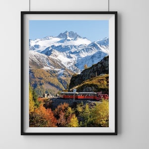 Schweizer Züge Fine Print, Panorama Fotografie, Schweiz Alpen, Bergansicht Schweiz