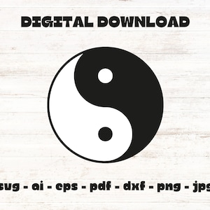 Yin Yang digital file Cut File for Circut, Silhouette, Yin Yang svg, Black and white, digital download