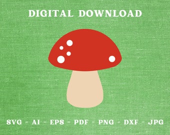 Mushroom Svg, Red Mushroom SVG, Autumn Svg, Fall Svg, Mushroom Cut File, Silhouette and Cricut, Mushroom Clipart, Digital Download