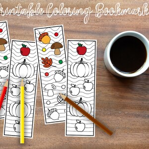 Digital Download Coloring Bookmarks, Autumn printable Coloring Page, Coloring Sheets Adults, Bookmarks to Color Print and Color Bookmarks