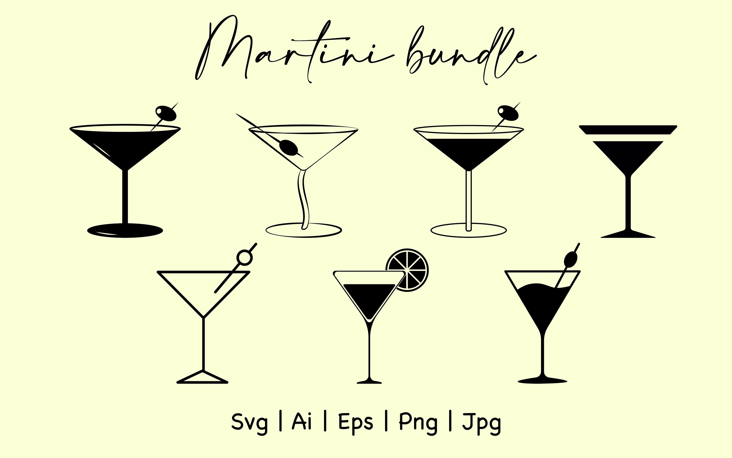 Cool Set of 3 Fun & Festive Pattern Martini Glasses