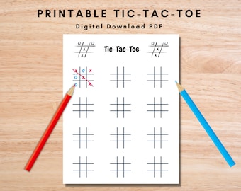 Druckbares Tic-Tac-Toe Spiel Digitaler Download PDF | Pdf-Datei 22 cm x 28 cm | Sofortiger Download Brettspiel Vorlage | Leeres Brett-Tic-Tac-Toe-Spiel