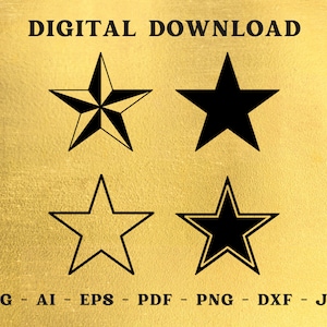 Star svg bundle, star cut files, star clipart, star outline design, cut files for cricut, star cut files for silhouette, Instant Download