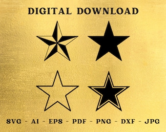 Star svg bundle, star cut files, star clipart, star outline design, cut files for cricut, star cut files for silhouette, Instant Download