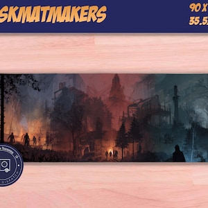 Apocalyptic Inferno Gaming Mouse Pad - Dark Fantasy Art Desk Mat for PC Gamers, Dystopian Landscape Decor