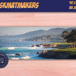 Coastal Golf Course Gaming Mouse Pad - Ocean Waves Landscape Desk Mat for PC Gamers, Scenic Nature Home Office Decor