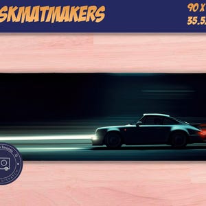 Porsche 964 Night Drive Mouse Pad | Cool Car Aesthetic Desk Mat | Sports Car Lover Office Decor | Unique Automotive Art Gift