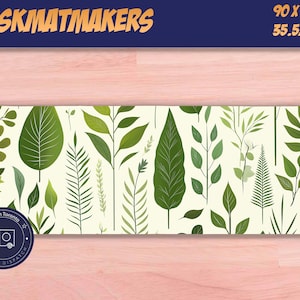 Green Leaves Botanical Mouse Pad, Nature Inspired Desk Mat, Aesthetic Plant Pattern, Earthy Office Decor, Unique Home Office Gift
