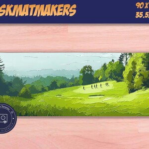 Golf Course Landscape Mouse Pad, Impressionist Fairway Desk Mat, Golfer Gift Idea, Sports Art Office Decor, Nature Scene