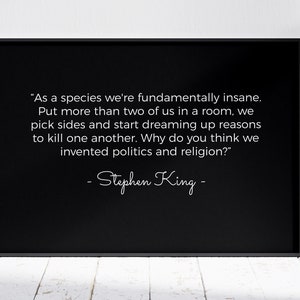 Stephen King Poster, The Mist Quote Poster, Office decor, Book Quote wall Art, typography print, Literary Quote Print, Reading Poste