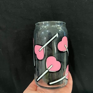 Valentine’s Day heart sucker lollipop Beer Can Glass Cup