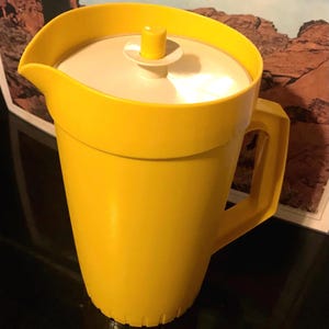 Yellow Tupperware Pitcher, Vintage 1974, Model 800-12 (Pitcher), 801-3 (Lid)