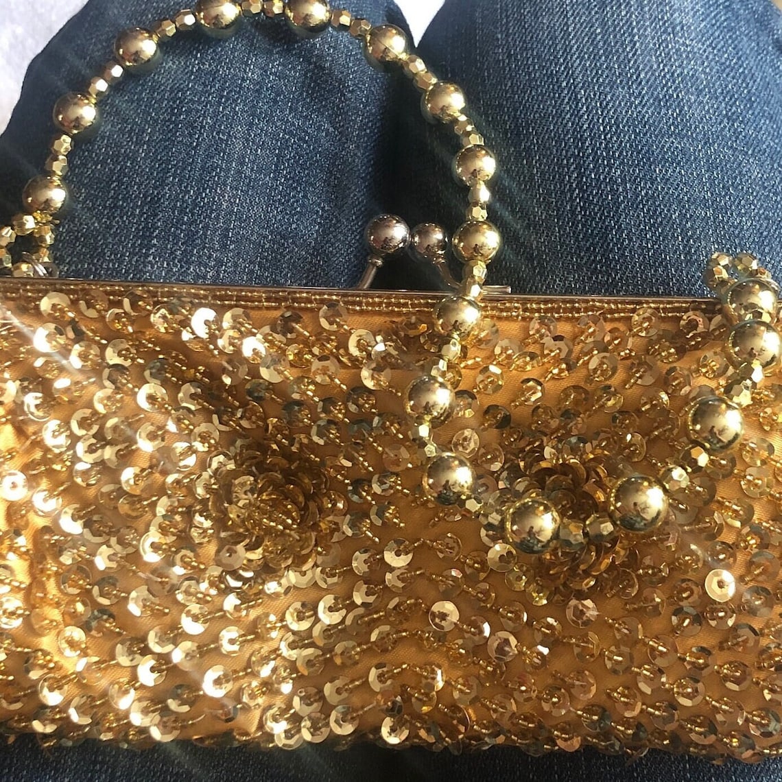 Saashi Womens Blue Distressed Star Pattern Tote Bag with Gold Tone Hardware Shoulder Handbag