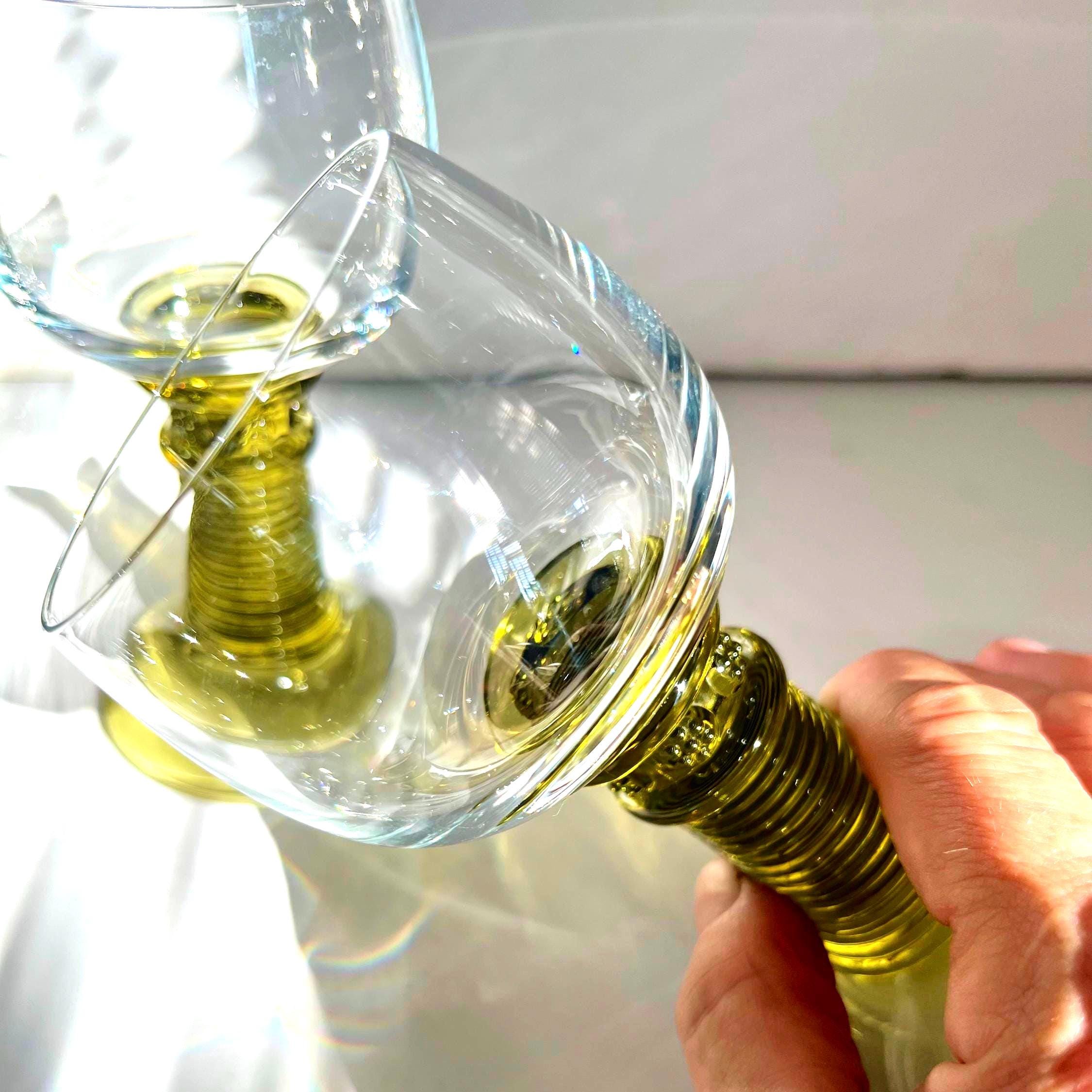 Zweisel Backstamp Pair of German Zweisel Roemer Glasses - 0.1L Wine/cordial Green Stem ...