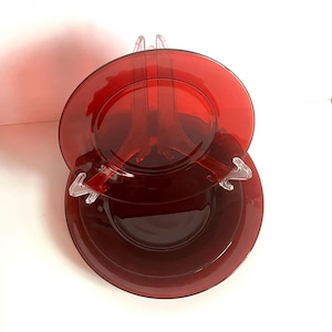 Royal Ruby Glass Place Settings, 9.25” Dinner and 7.75” B&B Plates - Service For Two