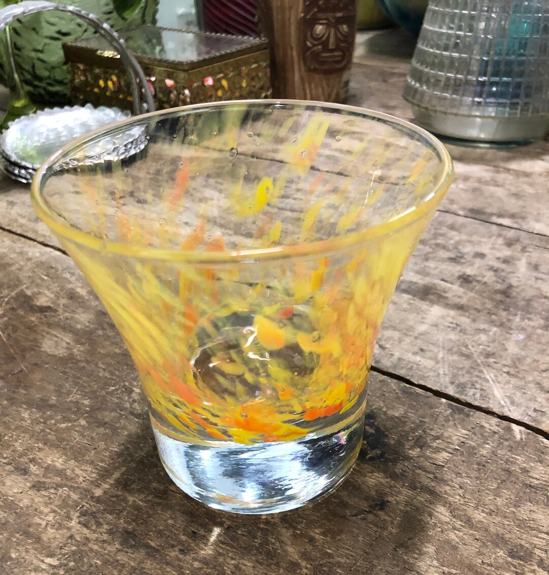 Yellow and Orange Confetti Bubble Bottom Cocktail Glass Etsy