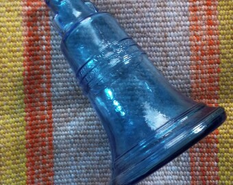 Blue Glass Liberty Bell 7.5 inch Vase - Vintage, Wheaton NJ 1967 - 1974