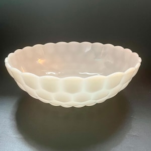 MidMod White Milk Glass Bowl, Vintage 50s - 60s Bubble Pattern by Anchor Hocking