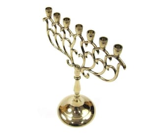 Solid Brass 7-Branch Jerusalem Temple Menorah