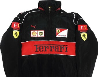 Ferrari jacket vintage style Black & Red Formula 1 Racing RARE Fasion Bomber jacket