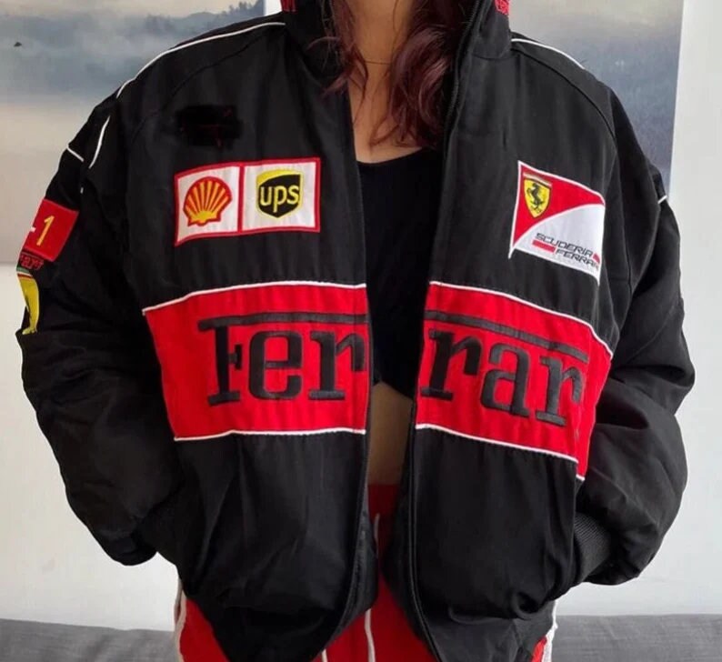 Ferrari Jacket Vintage Style Black & Red Formula 1 Racing RARE - Etsy