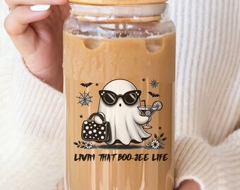 Halloween-Kürbis-Geister Becher Mit Deckel – 473 Ml Glas – Inkl. Strohhalm & Geschenkbox – Perfekt Für Eiskaffee, Smoothies, Partys