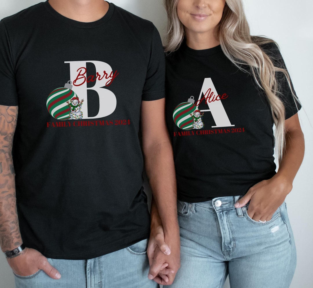 Christmas Group Shirts Custom Family Name Matching Couple Shirt