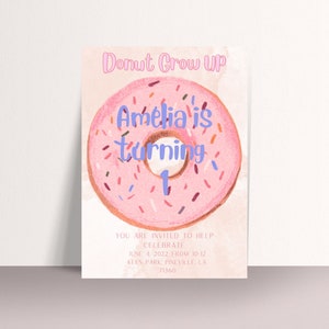 Donut Invitation, donut party, printable invitation, editable invitation, two sweet birthday, donut grow up, invitation template