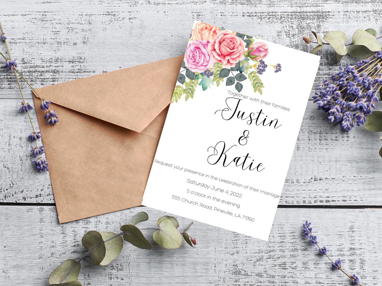 Simple Wedding Invitation Simple Wedding Invitation Template Etsy