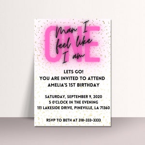 Shania Twain birthday invitation, first birthday, lets go girls, customized birthday invitation, I feel like a woman first birthday invite
