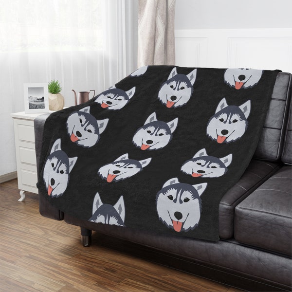 Siberian Husky Funny Glass Print Hooded Blanket