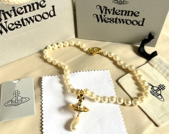 Vivienne Westwood gold pearl 3D Orb chocker necklace Gift for her