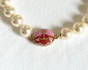 Vivienne Westwood red pink magnet orb pearl bracelet Gift for her