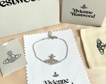 Orbe en cristal argenté Vivienne Westwood avec bracelet en perles Cadeau pour elle