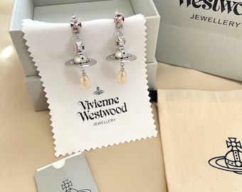 Boucles d'oreilles orbe 3D en perles d'argent Vivienne Westwood Cadeau pour elle