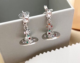 Boucles d'oreilles Vivienne Westwood en argent 3D Orb Cadeau pour elle