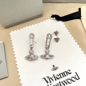 Vivienne Westwood pin silver Orb earrings Gift for her