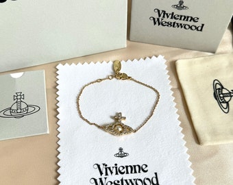 Vivienne Westwood crystal orb with pearl bracelet Gift for her