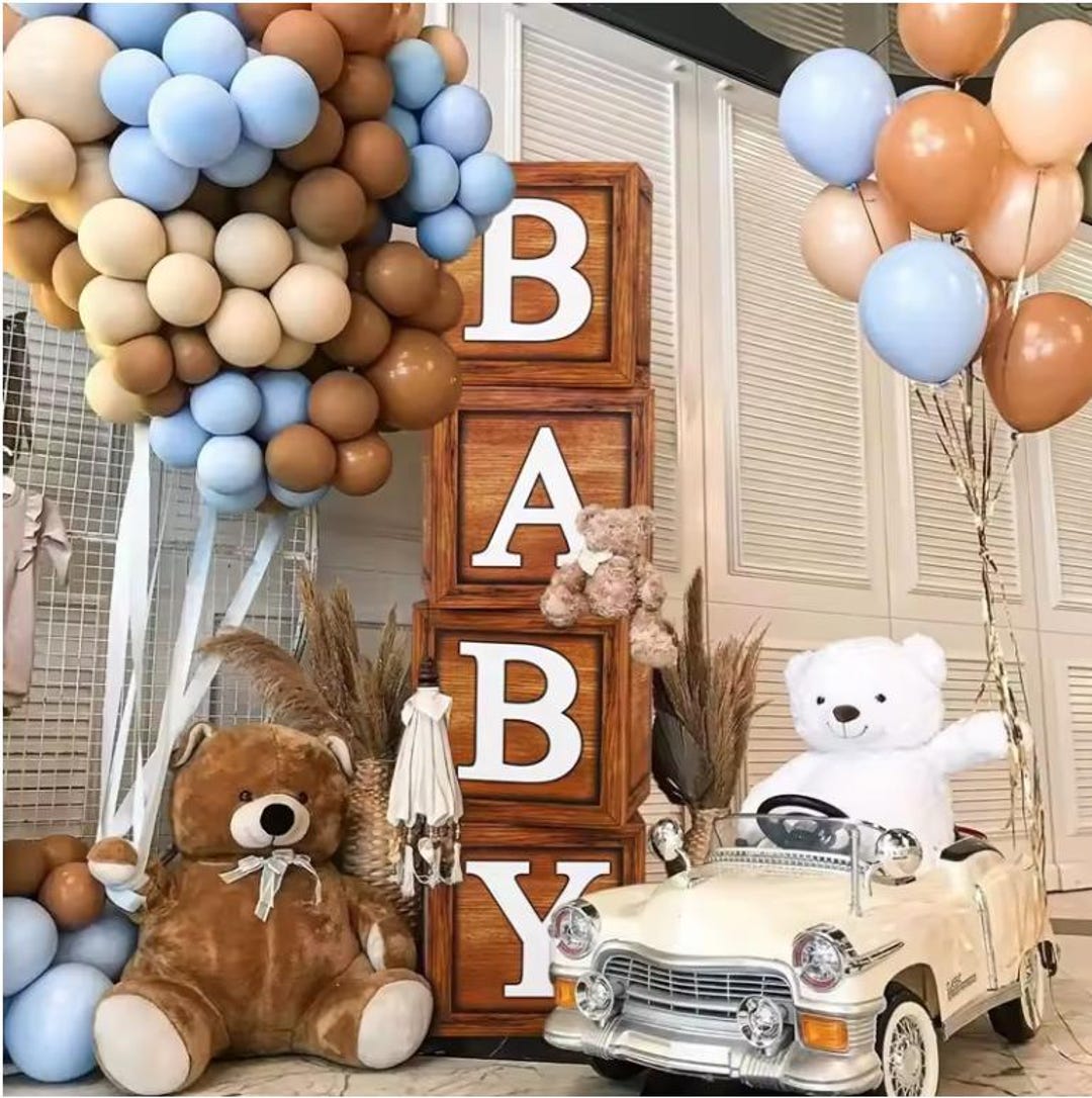 Wood Grain Baby Shower Boxes - Balloon Boxes for 1st Birthday Party ...