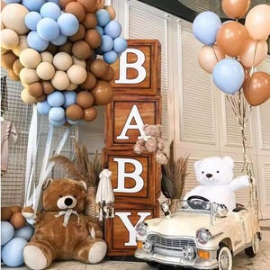 Cajas de madera para baby shower, cajas con globos para fiesta de primer cumpleaños, decoración para revelar el género del bebé con forma de osito de peluche, decoraciones para fiesta de niño o niña