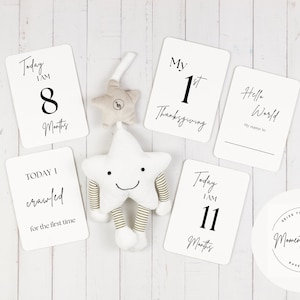 Cartes d'étape minimalistes pour bébé Cartes d'étape importante pour bébé Cartes d'étape pour bébé pour un mois de bébé Cartes d'étape non sexistes modernes en téléchargement numérique