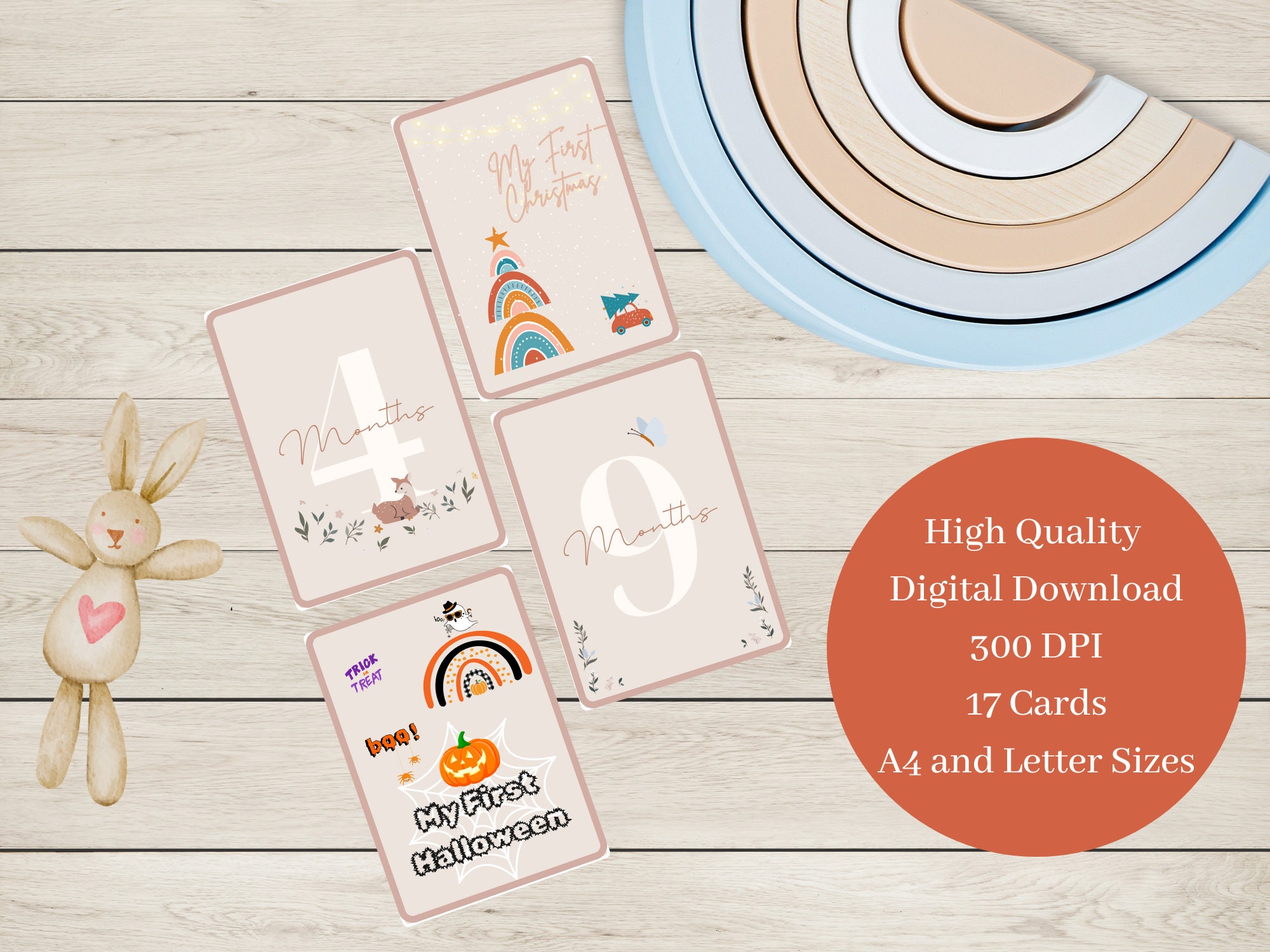 Monthly Milestone Cards Printable Digital Download, Gift for Baby ...