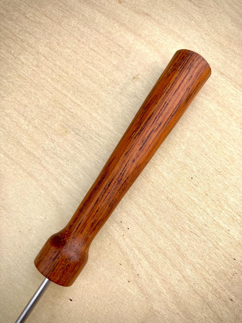 Handmade Exotic Wood Potholder Loom Hook - Stainless Steel, Texas Crafted A- Merbau